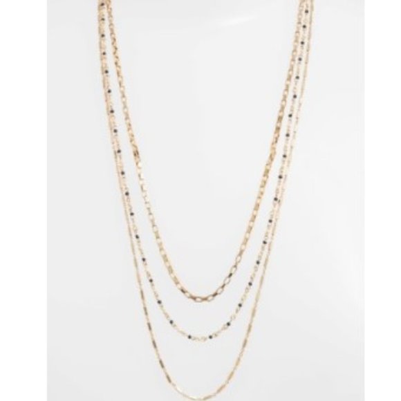 Rebecca Minkoff Jewelry - Rebecca Minkoff Multi Strand Necklace with Beading (Gold/Navy Multi) Necklace